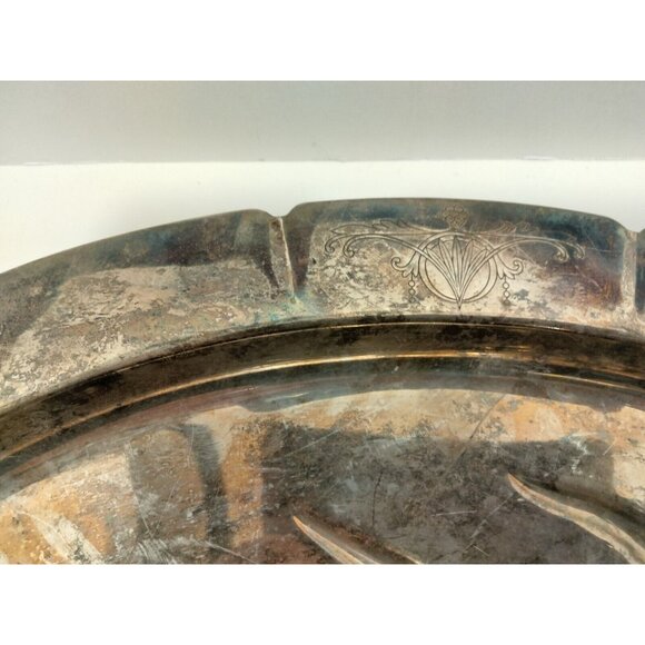 Vintage Silverplate Serving Platter Turkey Meat Tray Oval Footed Classic - Picture 5 of 6